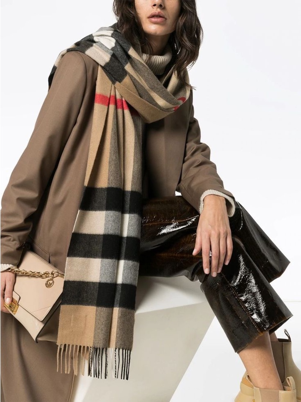 NEW 💕 XL BURBERRY LONDON 2026 Half Mega Giant Check Cashmere Scarf Shawl Wrap